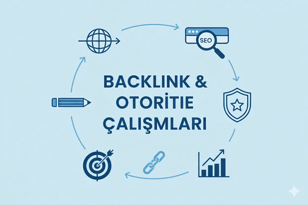 Web siteleri arasındaki bağlantı ağını gösteren backlink ve otorite çalışmaları illüstrasyonu